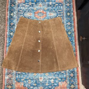 Suede button up skirt